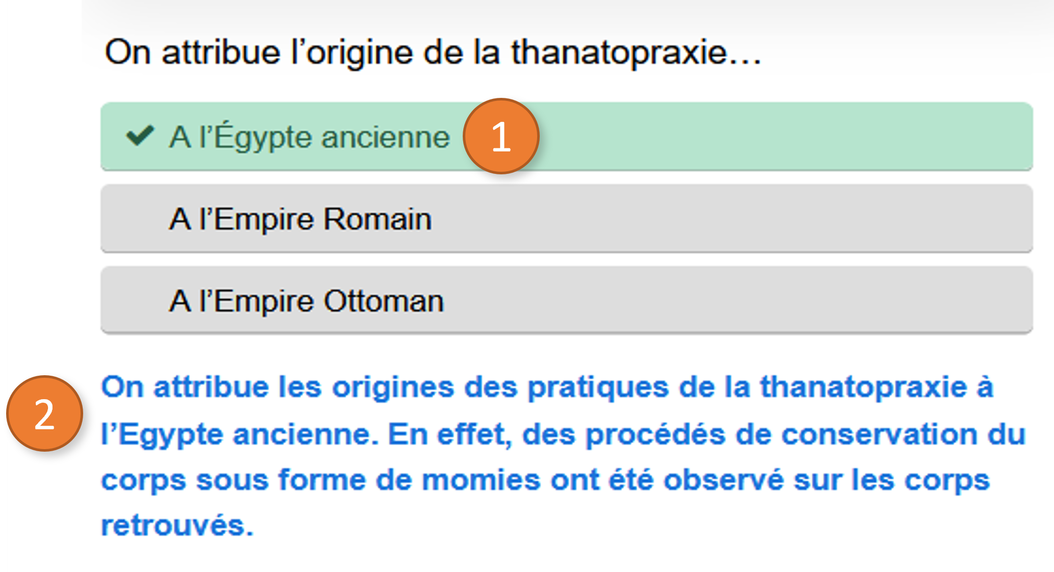 Exemple d'un feedback avec l'outil H5P